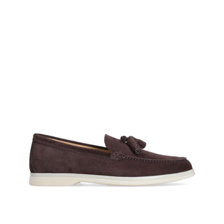 Franceschetti Amalfi Men's Shoes Dark Brown Suede Leather Slip-On Tassels Sneakers (FCCT1011)-AmbrogioShoes
