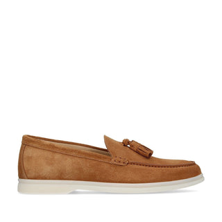 Franceschetti Amalfi Men's Shoes Light Brown Suede Leather Slip-On Tassels Sneakers (FCCT1012)-AmbrogioShoes