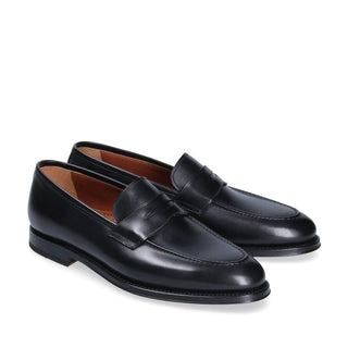 Franceschetti Eric Men's Shoes Black Calf-Skin Leather Penny Loafers (FCCT1019)-AmbrogioShoes