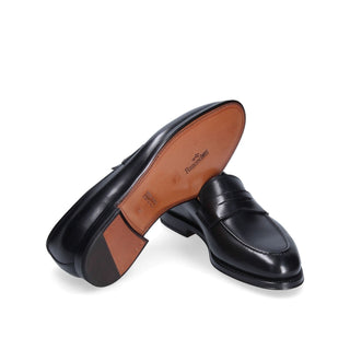 Franceschetti Eric Men's Shoes Black Calf-Skin Leather Penny Loafers (FCCT1019)-AmbrogioShoes