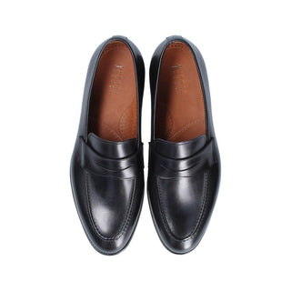 Franceschetti Eric Men's Shoes Black Calf-Skin Leather Penny Loafers (FCCT1019)-AmbrogioShoes