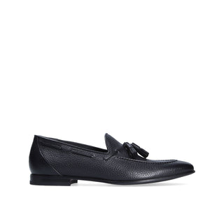 Franceschetti Fidenza Men's Shoes Black Full Grain Leather Tassels Loafers (FCCT1009)-AmbrogioShoes