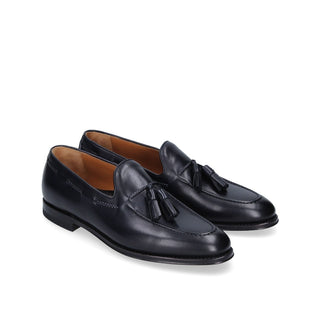Franceschetti Harry Men's Shoes Blue Calf-Skin Leather Tassels Loafers (FCCT1017)-AmbrogioShoes
