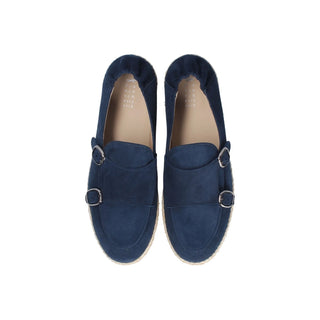Franceschetti Maiori Men's Shoes Blue Suede Leather Double Buckle Sneakers (FCCT1000)-AmbrogioShoes