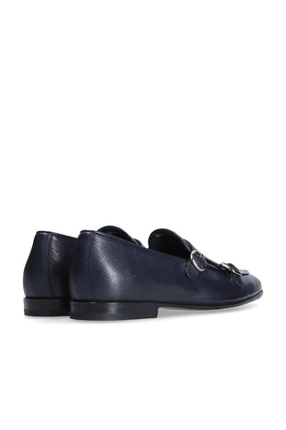 Franceschetti Ravenna Blue Tumbled Calf-Skin Leather Double Buckle Belgian Loafers (FCCT1002)
