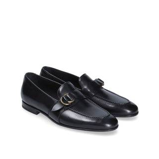 Franceschetti Sasha Men's Shoes Black Calf-Skin Leather Slip-On Loafers (FCCT1007)-AmbrogioShoes