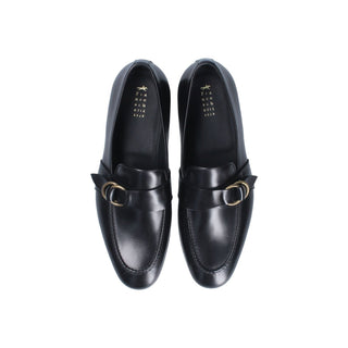 Franceschetti Sasha Men's Shoes Black Calf-Skin Leather Slip-On Loafers (FCCT1007)-AmbrogioShoes
