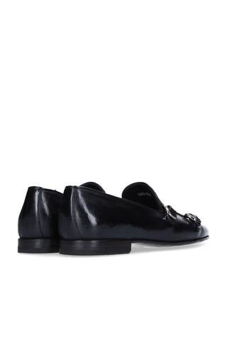 Franceschetti Sirio Black Horse Leather Double Buckle Belgian Loafers (FCCT1004)