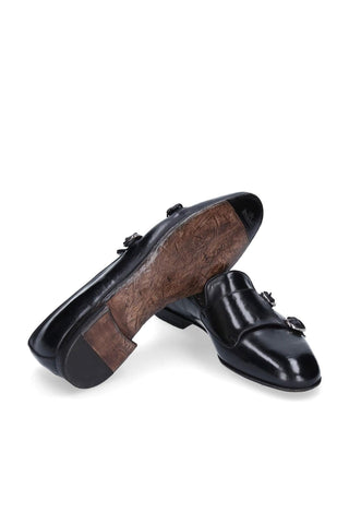 Franceschetti Sirio Black Horse Leather Double Buckle Belgian Loafers (FCCT1004)