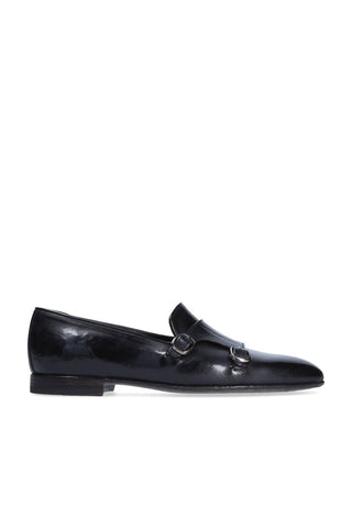 Franceschetti Sirio Black Horse Leather Double Buckle Belgian Loafers (FCCT1004)-AmbrogioShoes