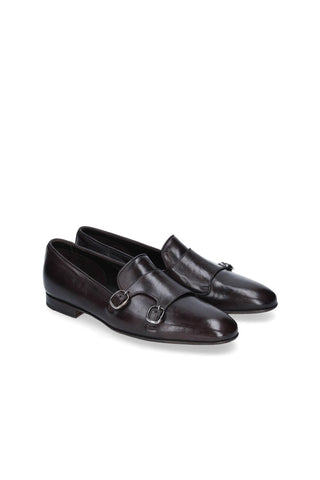 Franceschetti Sirio Dark Brown Horse Leather Double Buckle Belgian Loafers (FCCT1005)-AmbrogioShoes