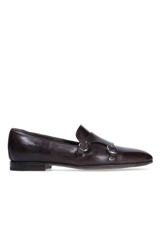 Franceschetti Sirio Dark Brown Horse Leather Double Buckle Belgian Loafers (FCCT1005)-AmbrogioShoes