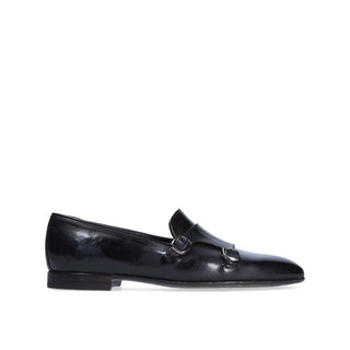 Franceschetti Sirio Men's Shoes Black Horse Leather Double Buckle Belgian Loafers (FCCT1004)-AmbrogioShoes