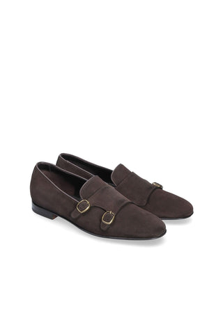 Franceschetti Yari Brown Suede Double Buckle Belgian Loafers (FCCT1006)