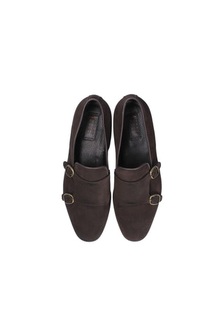 Franceschetti Yari Brown Suede Double Buckle Belgian Loafers (FCCT1006)