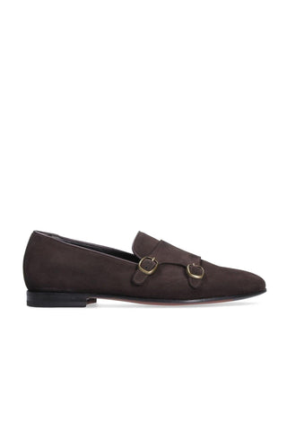 Franceschetti Yari Brown Suede Double Buckle Belgian Loafers (FCCT1006)-AmbrogioShoes