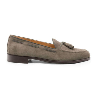 Zelli Italia Franco Men's Shoes Taupe Suede Calf-Skin Tassel Loafer (ZEL1025)