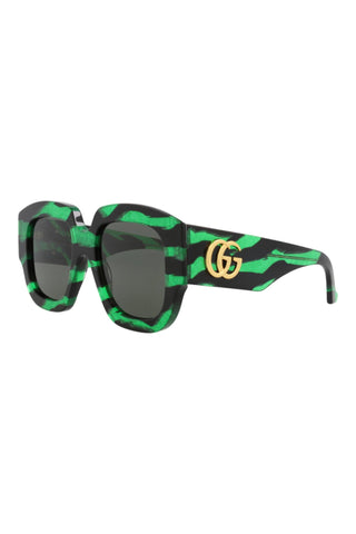 Gucci  Glitter Green + Black Zebra Sunglasses