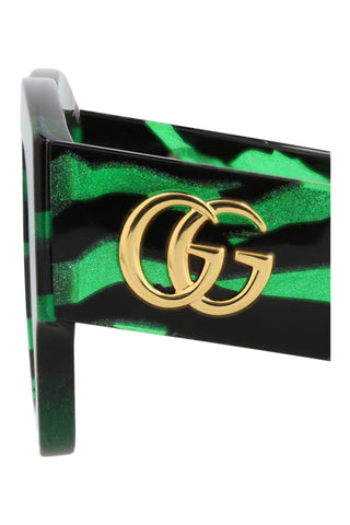 Gucci  Glitter Green + Black Zebra Sunglasses