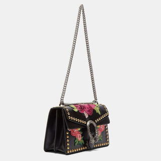 GUCCI Dionysus Studded Floral Embroidered Handbag Black Leather 400249-AmbrogioShoes