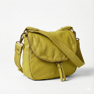 Lamb Leather Handbag Sasha Messenger / Sling Yellow Lime Designer Bag TS10-13 (DM11)