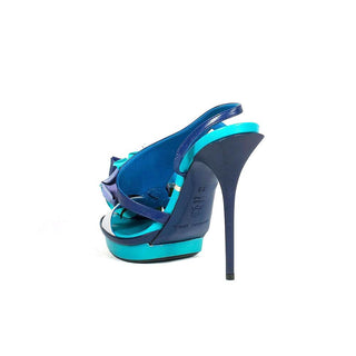 Gianmarco Lorenzi Blue & Turquoise Calf-Skin Leather Platform Sandals (GM100)-AmbrogioShoes