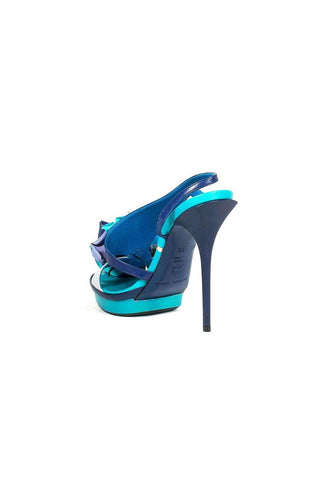 Gianmarco Lorenzi Blue & Turquoise Leather Platform Sandals (GM100)