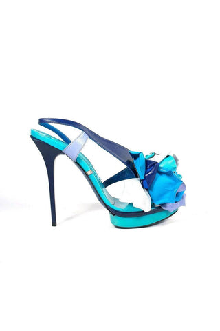 Gianmarco Lorenzi Blue & Turquoise Leather Platform Sandals (GM100)