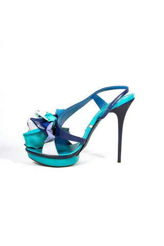 Gianmarco Lorenzi Blue & Turquoise Leather Platform Sandals (GM100)