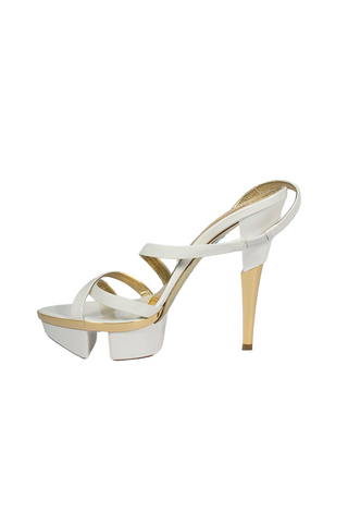 Gianmarco Lorenzi White Patent Platform Sandals (GM101)