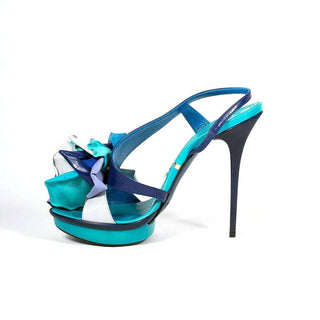 Gianmarco Lorenzi Women's Shoes Blue & Turquoise Calf-Skin Leather Platform Sandals (GM100)-AmbrogioShoes