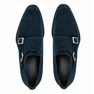 Giovacchini Francesco Men's Shoes Blue Suede Leather Double Monk-Straps Loafers (GVCN1008)-AmbrogioShoes