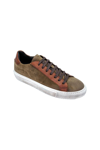 Giovacchini Rino Antique Cognac Suede / Calf-Skin Leather Casual Sneakers (GVCN1001)-AmbrogioShoes