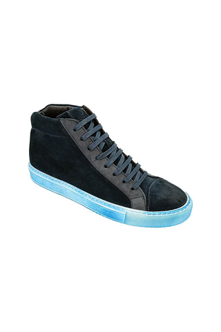 Giovacchini Ruben Antique Blue Suede / Calf-Skin Leather High-Top Sneakers (GVCN1003)-AmbrogioShoes