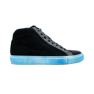 Giovacchini Ruben Antique Blue Suede / Calf-Skin Leather High-Top Sneakers (GVCN1003)-AmbrogioShoes