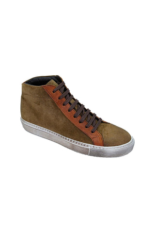 Giovacchini Ruben Antique Cognac Suede / Calf-Skin Leather High-Top Sneakers (GVCN1002)-AmbrogioShoes