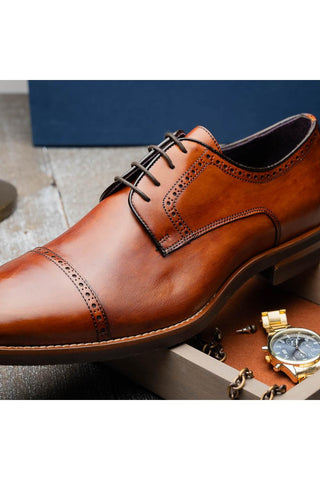 Giovanni Leather Derby - Cognac-Dellamoda