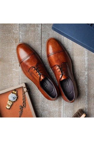 Giovanni Leather Derby - Cognac-Dellamoda