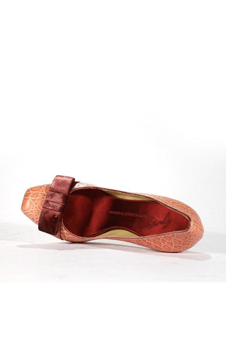 Giuseppe Zanotti Women's Designer Shoes Pink Crocodile Embossed Leather/ Velvet Pumps (Z1001)