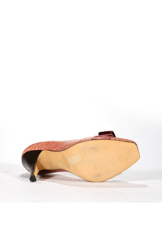 Giuseppe Zanotti Women's Designer Shoes Pink Crocodile Embossed Leather/ Velvet Pumps (Z1001)
