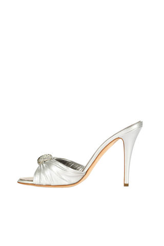 Giuseppe Zanotti Women's Designer Shoes Silver Calf-Skin Leather Sandals (Z100)