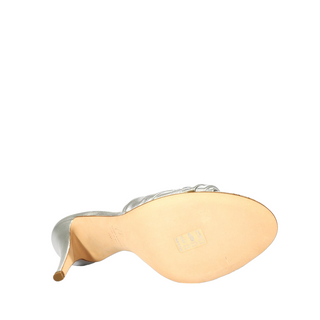 Giuseppe Zanotti Women's Designer Shoes Silver Calf-Skin Leather Sandals (Z100)-AmbrogioShoes