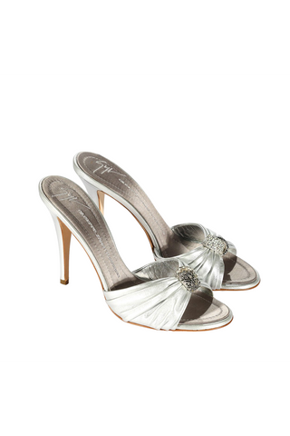 Giuseppe Zanotti Women's Designer Shoes Silver Calf-Skin Leather Sandals (Z100)