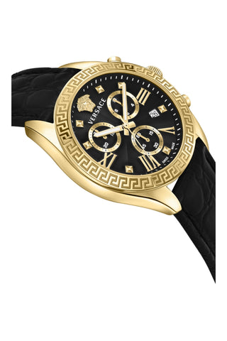 Greca Chrono Leather Watch