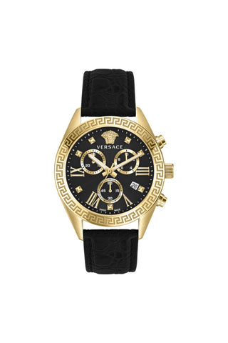 Greca Chrono Leather Watch