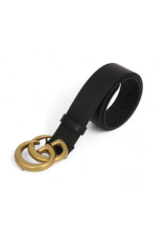 Gucci 397660 Belt Black Nappa with Polished Golden Double G Buckle 4CM (GGB1015)