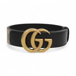 Gucci 400593 Belt Supreme Leather with Polished Golden Double G Buckle 4CM (GGB1016)-AmbrogioShoes