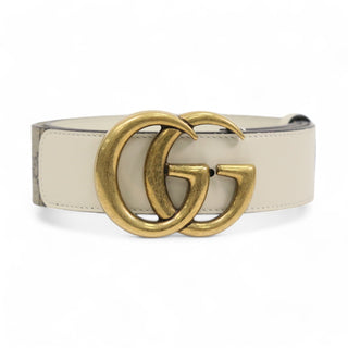 Gucci 400593 Belt Supreme Leather with Polished Golden Double G Buckle 4CM (GGB1017)-AmbrogioShoes