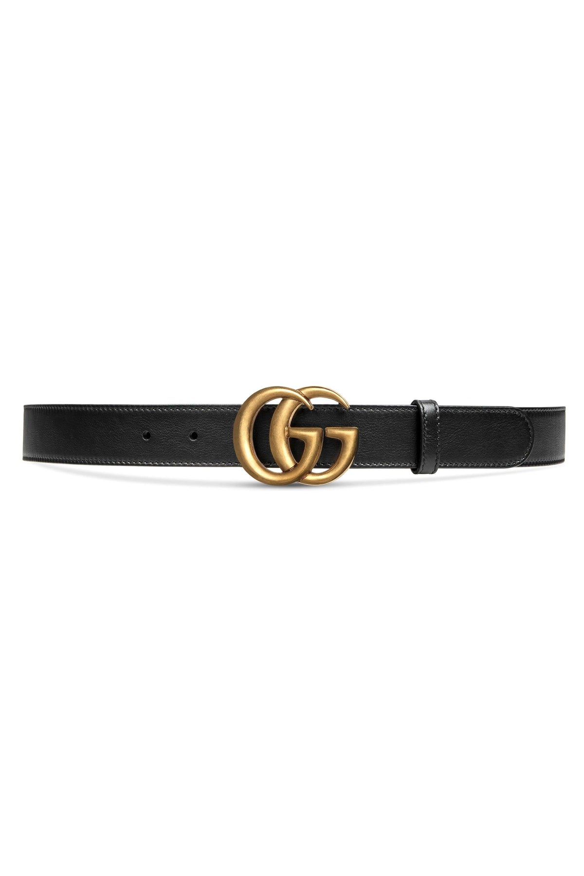 Gucci Black Leather Double G Buckle Slim Belt 3cm – Dellamoda display picture 2