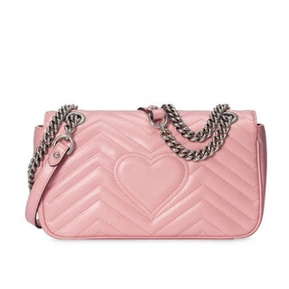 Gucci 443496 213317 Women's Candy Pink Matellase Leather Shoulder Bag (GG2068)-AmbrogioShoes